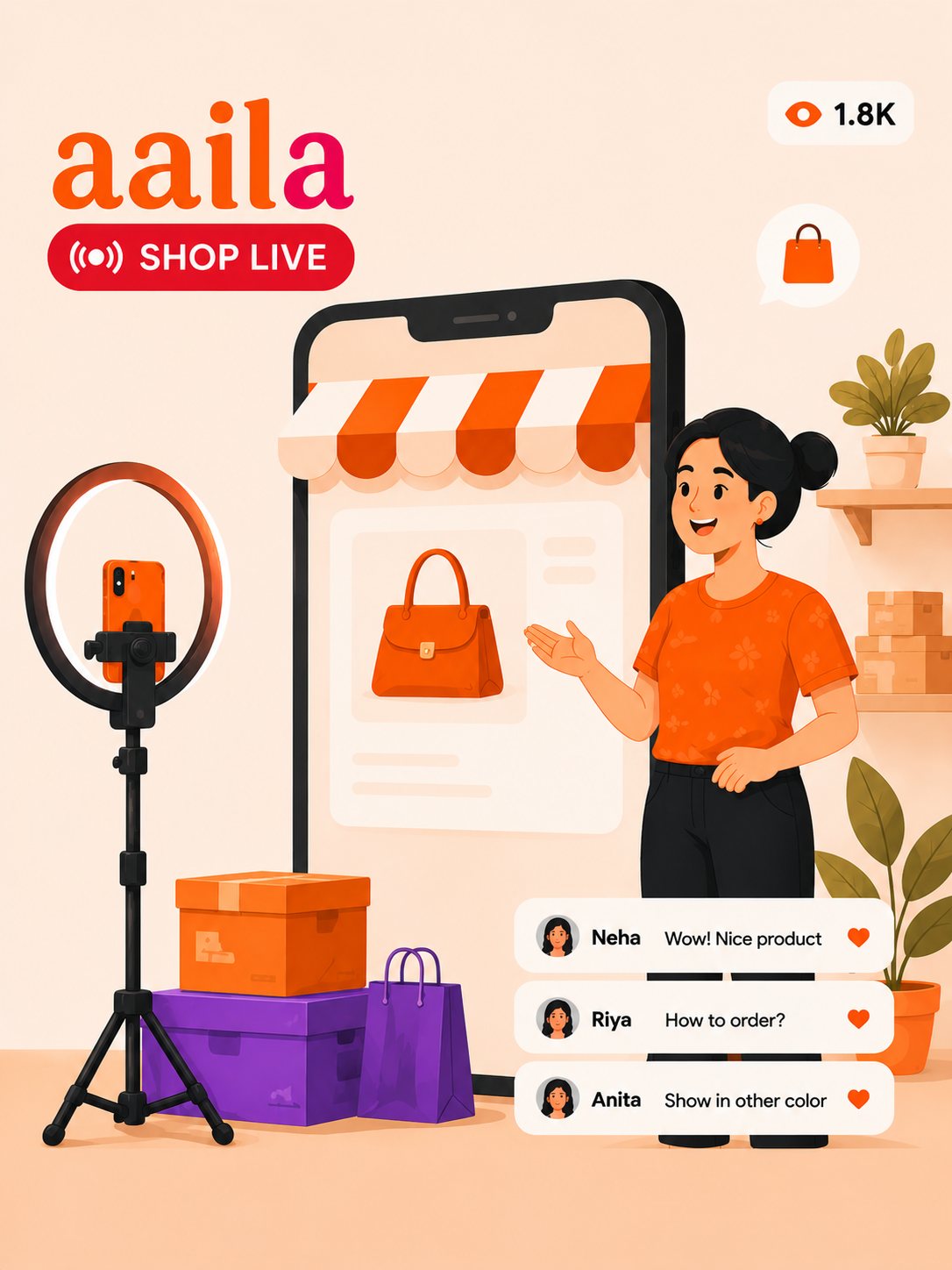 A seller's live storefront on a phone showing a product, its price and a Buy button